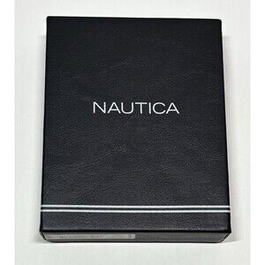 Nautica Men's Weatherly Genuine Leather Passcase Bi-Fold Wallet Black